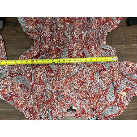 Talbots Split Neck Soft Dress - Sprinkle Paisley Red Ruffle Sleeve, Sz Large - Picture 2 of 10
